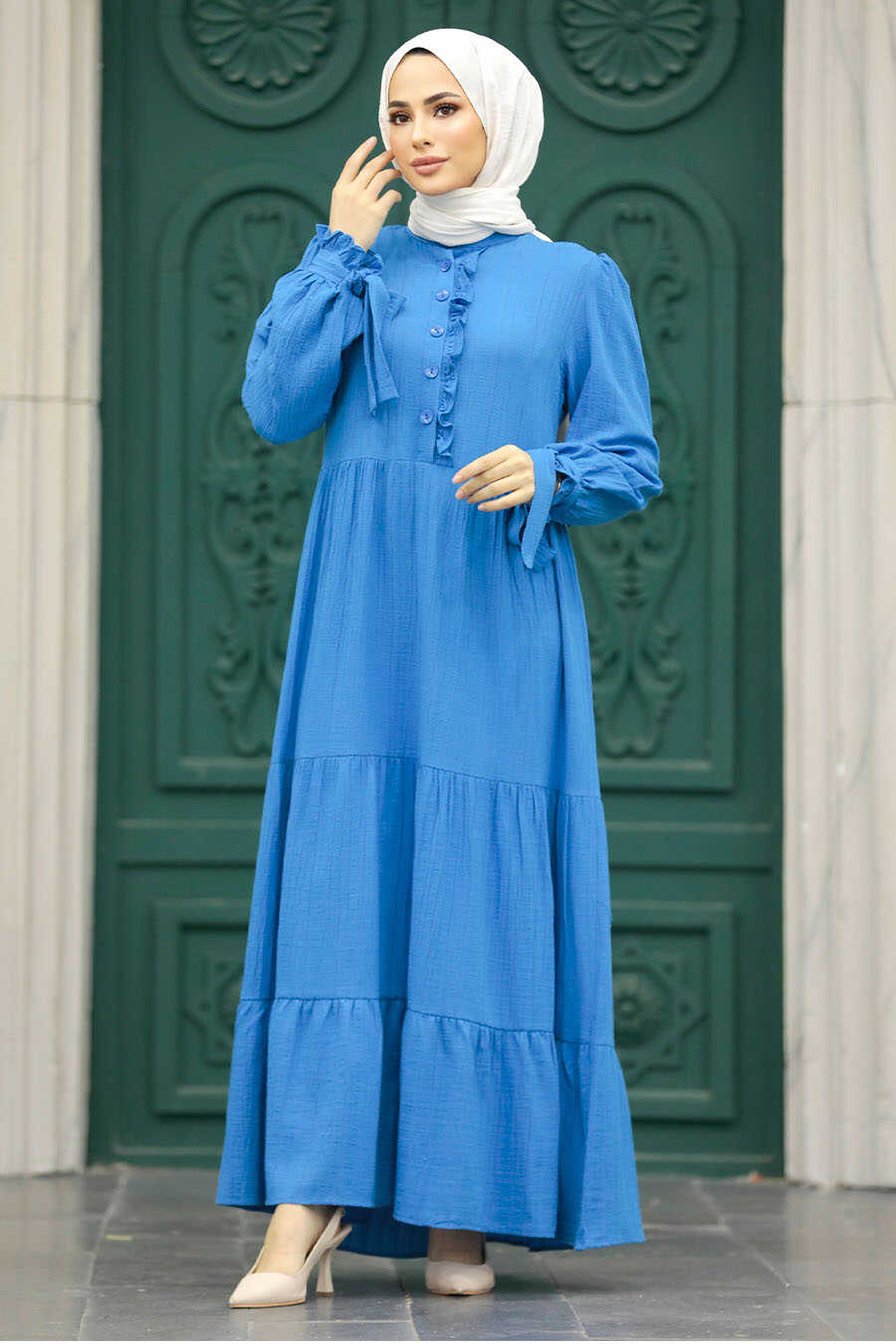 Neva Style - Blue Long Sleeve Dress 617M