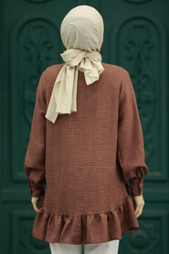 Neva Style - Brown Hijab For Women Tunic 5898KH - Thumbnail