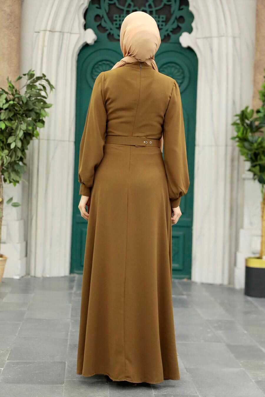 Neva Style - Brown Islamic Clothing Dress 3425KH