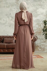 Neva Style - Brown Plus Size Dress 2971KH - Thumbnail