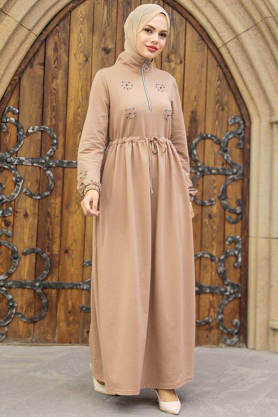 Neva Style - Camel Women Dress 1372C