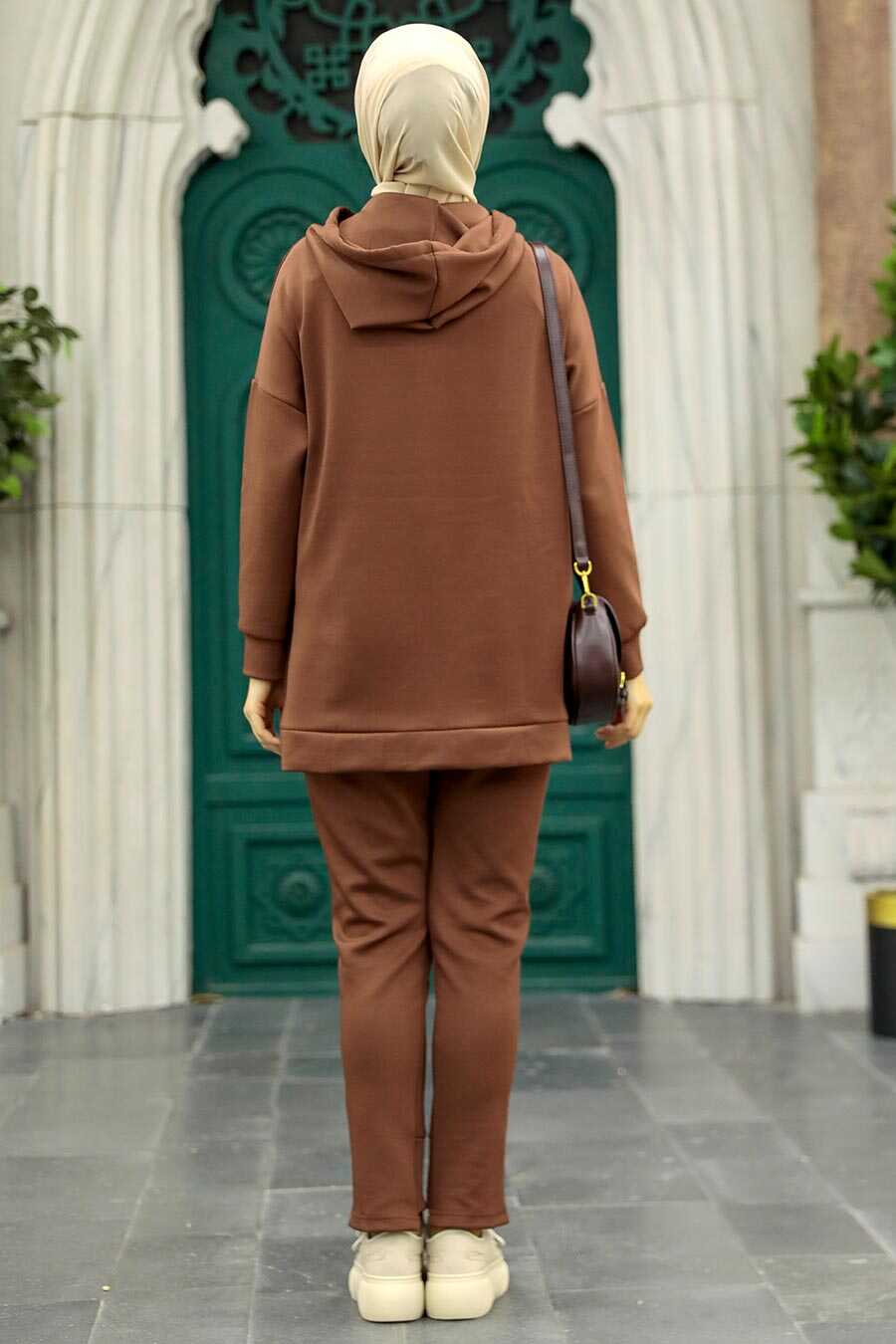 Neva Style - Chocolate Hijab Dual Suit 22186CK