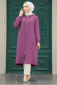 Neva Style - Dark Dusty Rose Women Coat 539KGK - Thumbnail