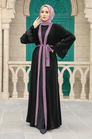 Neva Style - Dark Dusty Rosse Plus Size Abaya 55440KGK - Thumbnail
