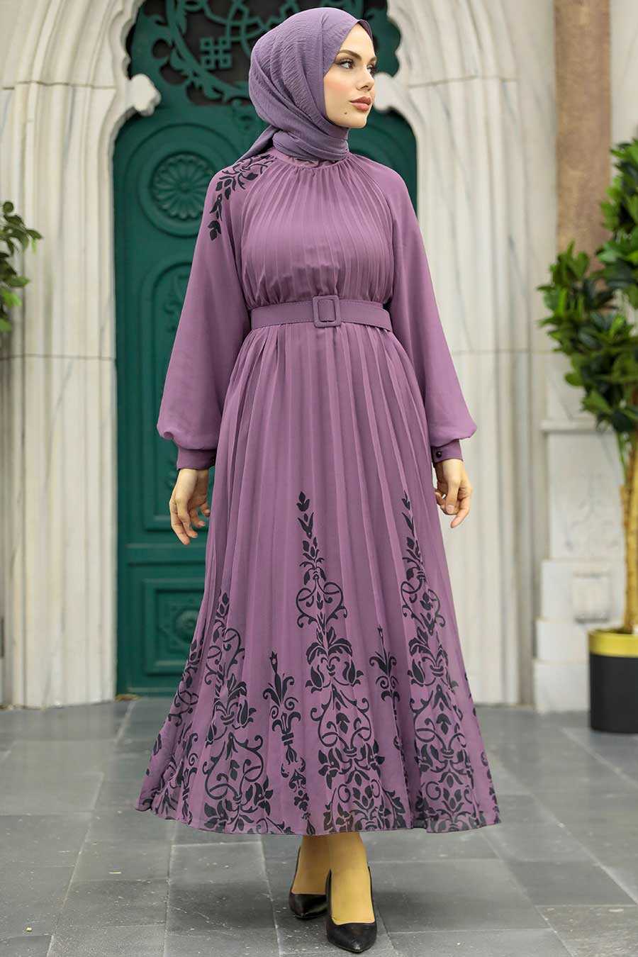 Neva Style - Dusty Rose Hijab Dress 38170GK