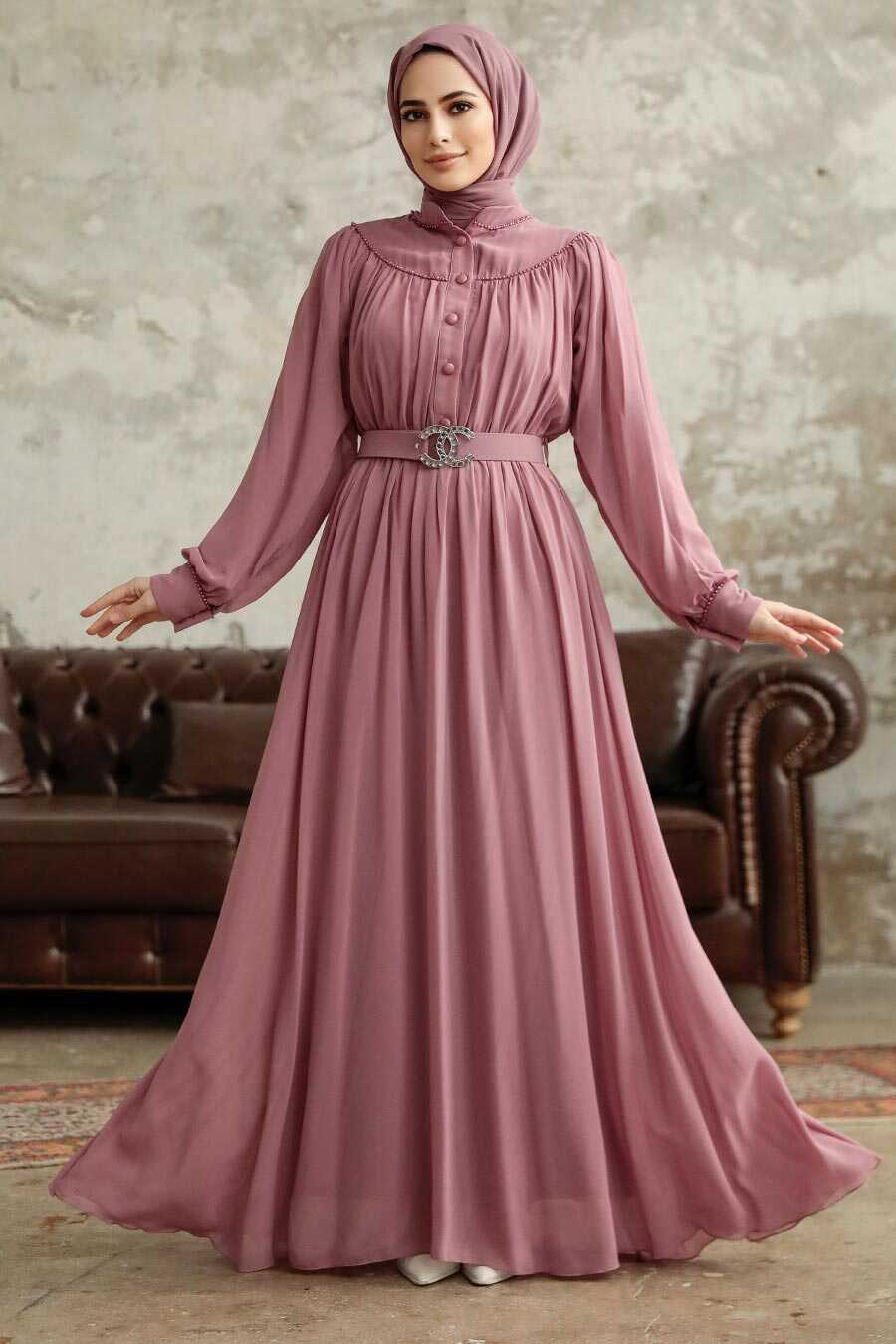 Neva Style - Dusty Rose Hijab For Women Dress 33284GK