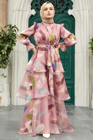 Neva Style - Dusty Rose Hijab For Women Dress 3825GK - Thumbnail