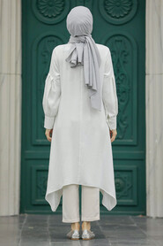 Neva Style - Ecru Islamic Clothing Tunic 615E - Thumbnail