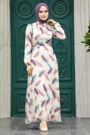Neva Style - Ecru Plus Size Dress 27930E - Thumbnail