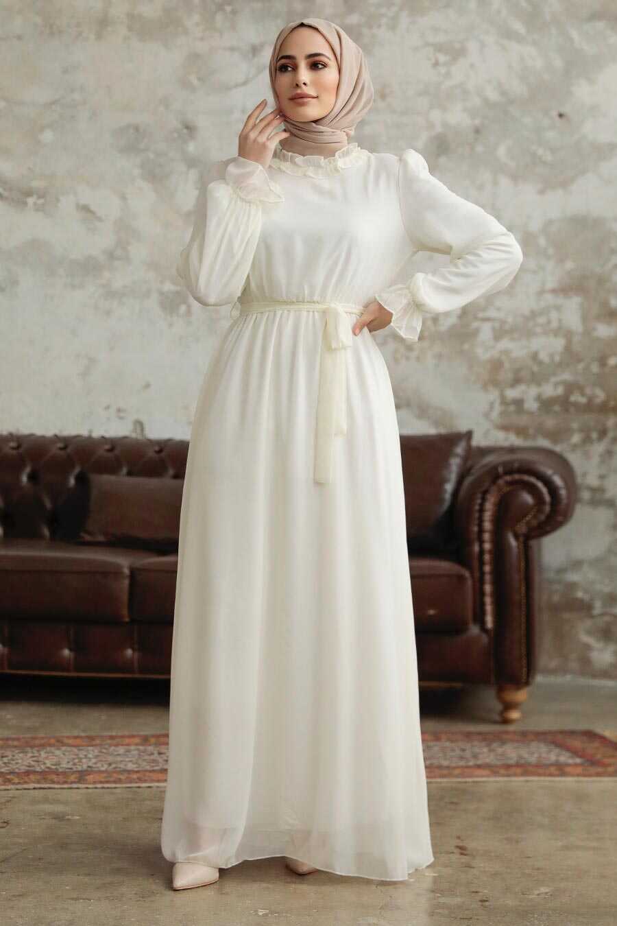 Neva Style - Ecru Plus Size Dress 2971E