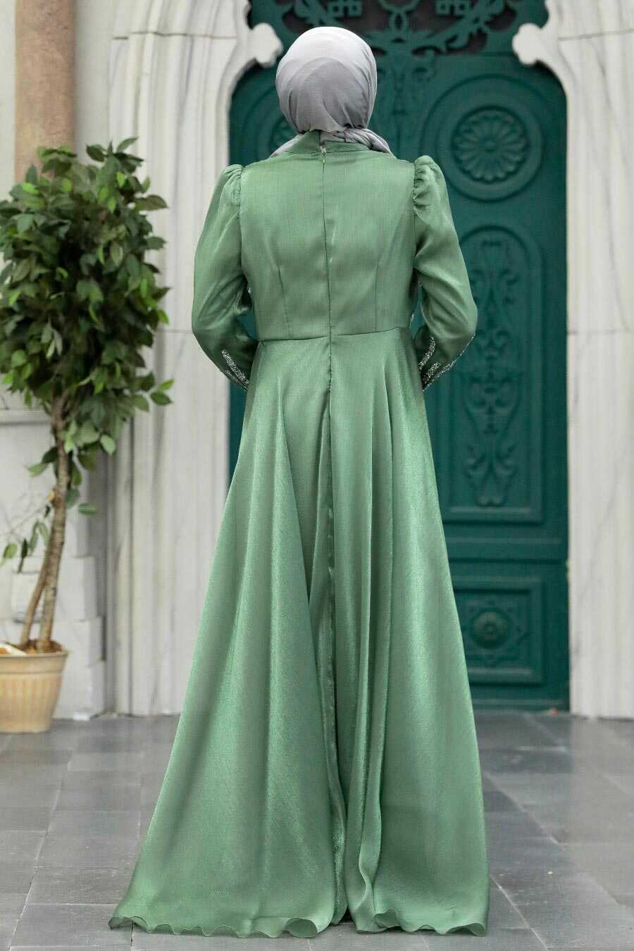 Neva Style - Elegant Almond Green Muslim Engagement Dress 25854CY