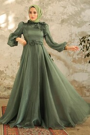 Neva Style - Elegant Almond Green Turkish Islamic Bridesmaid Dress 22310CY - Thumbnail
