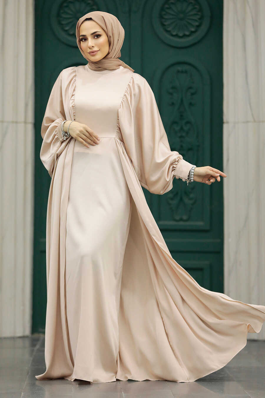 Neva Style - Elegant Beige Islamic Clothing Prom Dress 60201BEJ