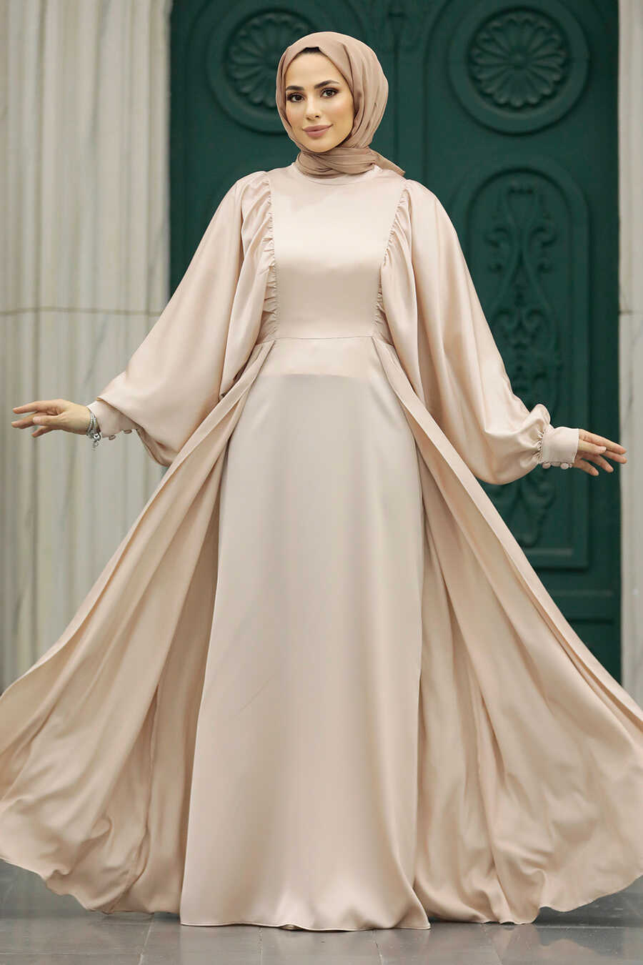 Neva Style - Elegant Beige Islamic Clothing Prom Dress 60201BEJ