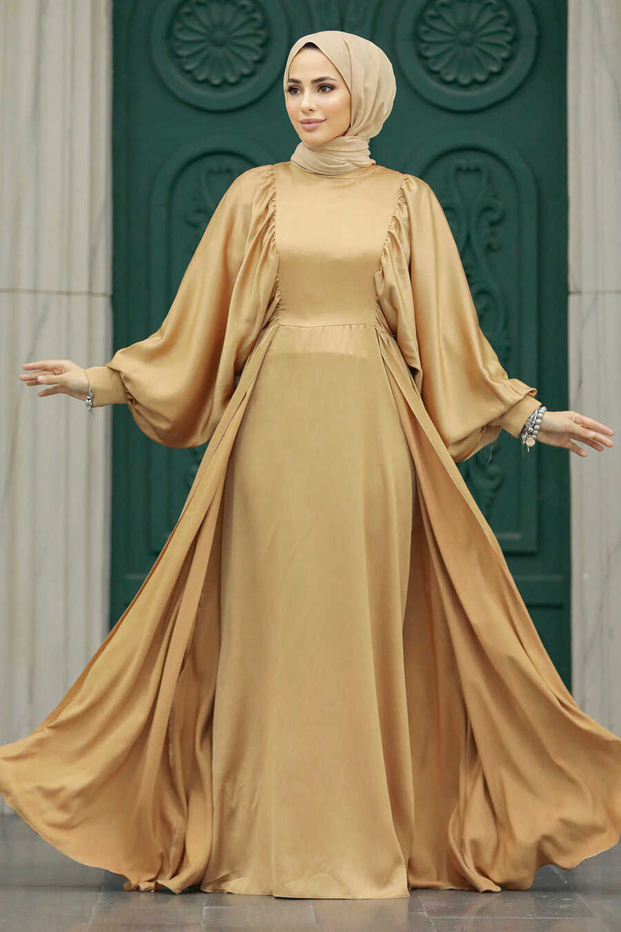 Neva Style - Elegant Biscuit Islamic Clothing Prom Dress 60201BS