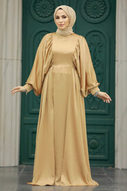 Neva Style - Elegant Biscuit Islamic Clothing Prom Dress 60201BS - Thumbnail