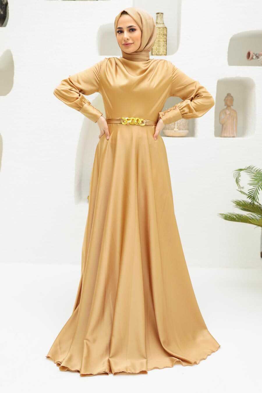 Neva Style - Elegant Biscuit Muslim Engagement Dress 3460BS