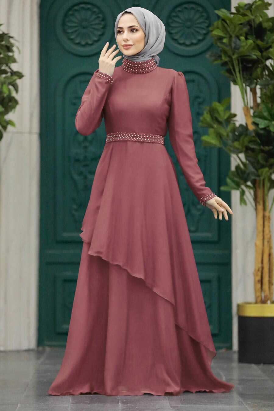 Neva Style -Elegant Brown Muslim Fashion Evening Dress 22223KH