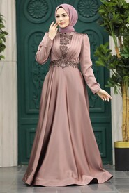 Neva Style - Elegant Copper Hijab Engagement Gown 22221BKR - Thumbnail