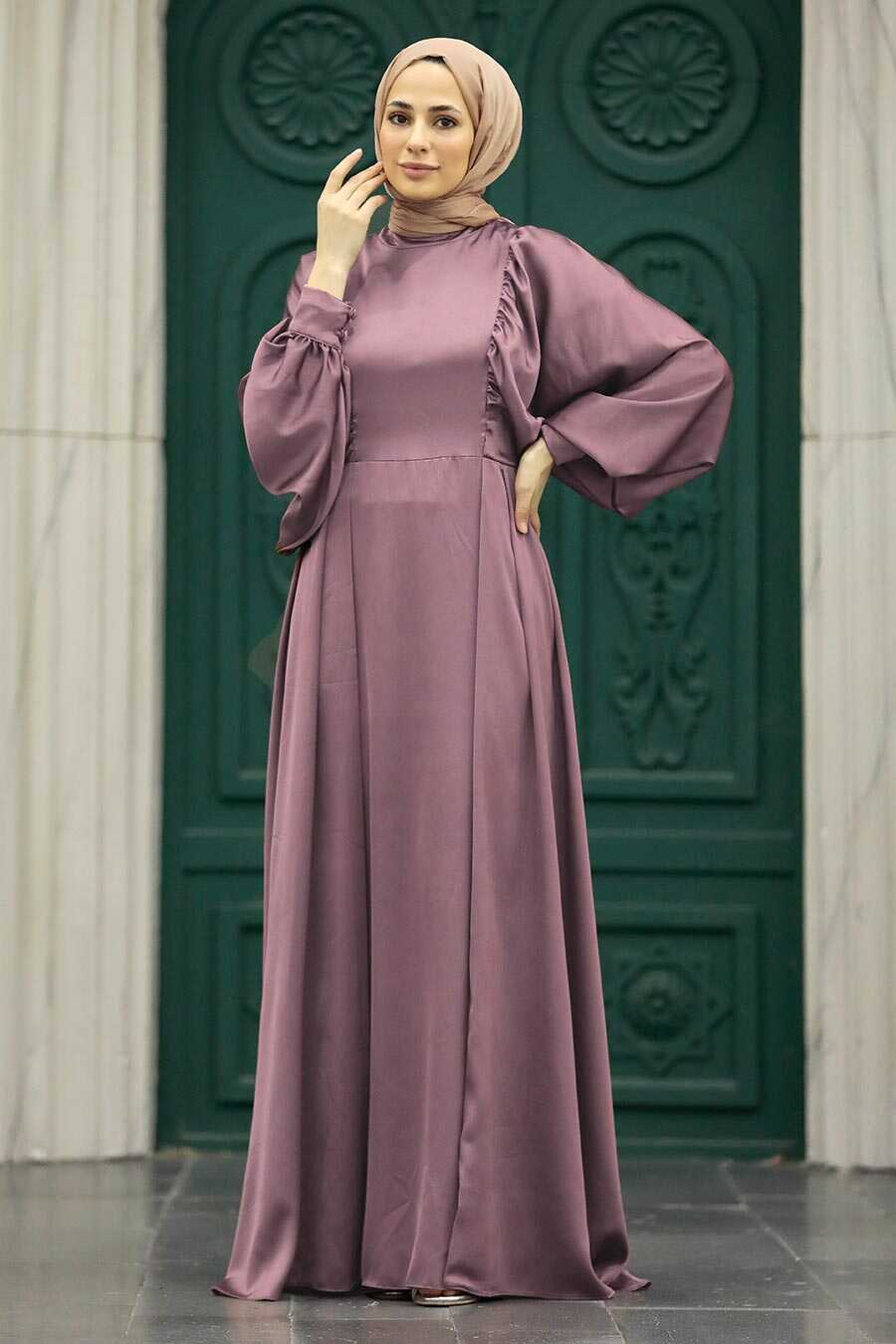 Neva Style - Elegant Dark Lila Islamic Clothing Prom Dress 60201KLILA