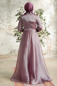 Neva Style - Elegant Dark Lila Muslim Fashion Wedding Dress 3812KLILA - Thumbnail