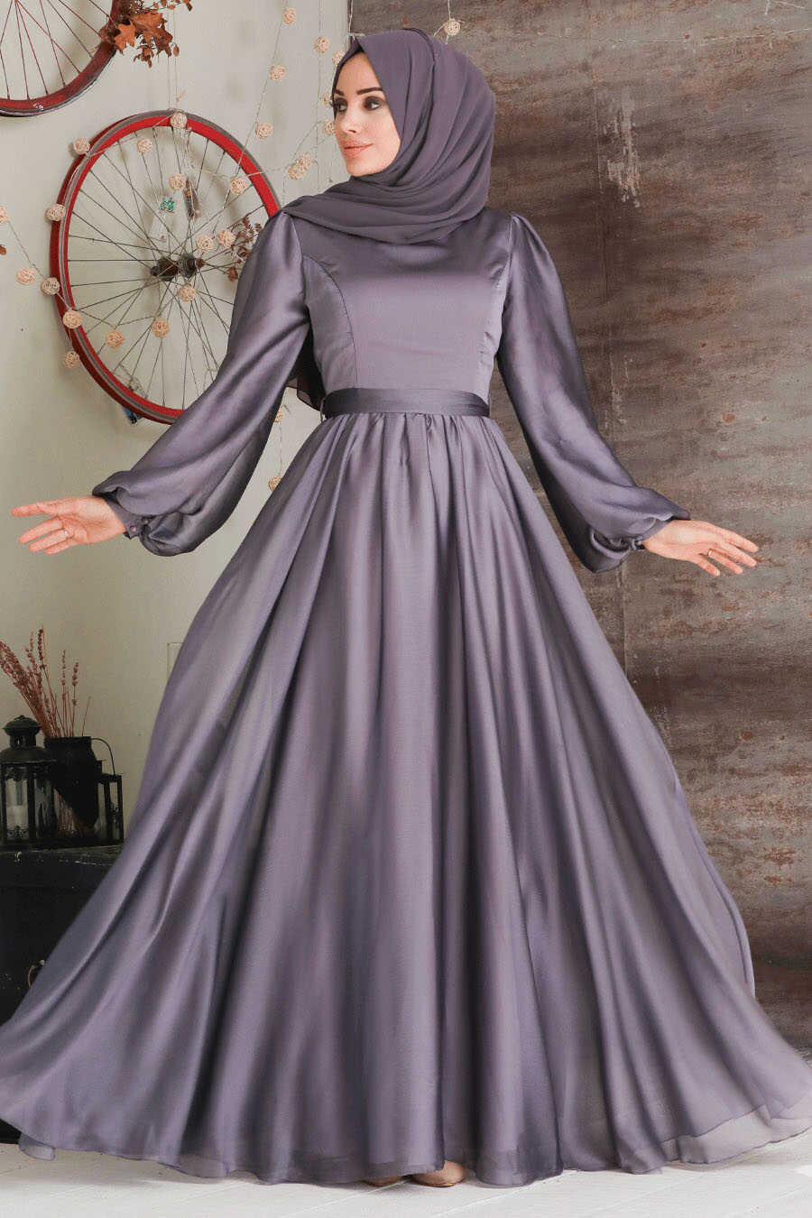 Neva Style - Elegant Dark Lila Islamic Clothing Evening Gown 5215KLILA