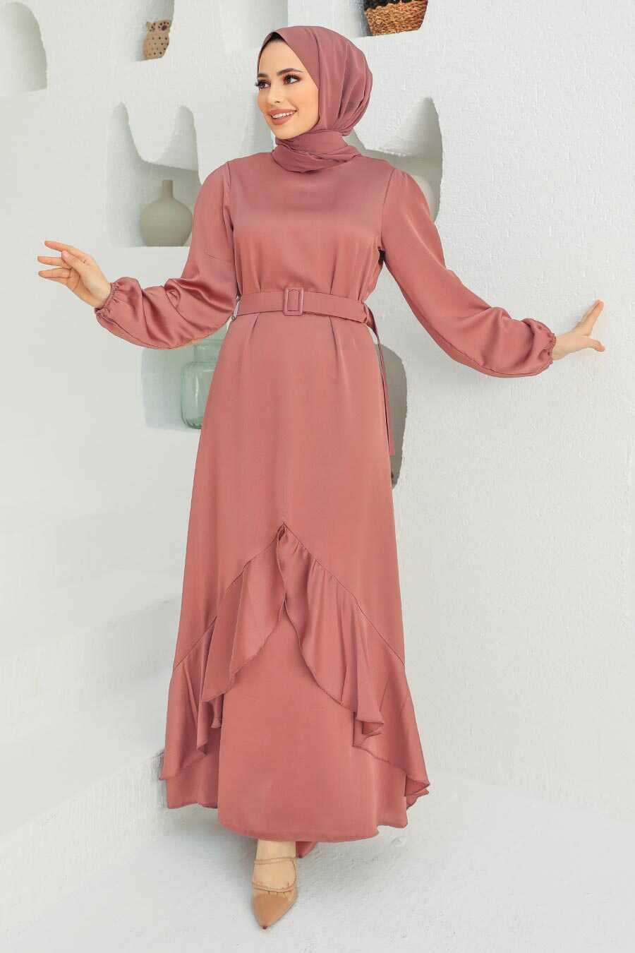 Neva Style - Elegant Dusty Rose Muslim Fashion Evening Dress 4566GK