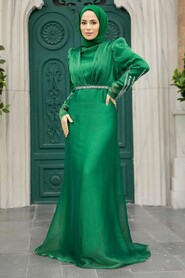 Neva Style - Elegant Green Muslim Engagement Dress 25854Y - Thumbnail