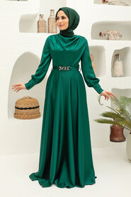 Neva Style - Elegant Green Muslim Engagement Dress 3460Y - Thumbnail