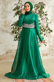 Neva Style - Elegant Green Muslim Fashion Wedding Dress 3812Y - Thumbnail