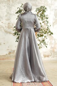 Neva Style - Elegant Grey Muslim Fashion Wedding Dress 3812GR - Thumbnail