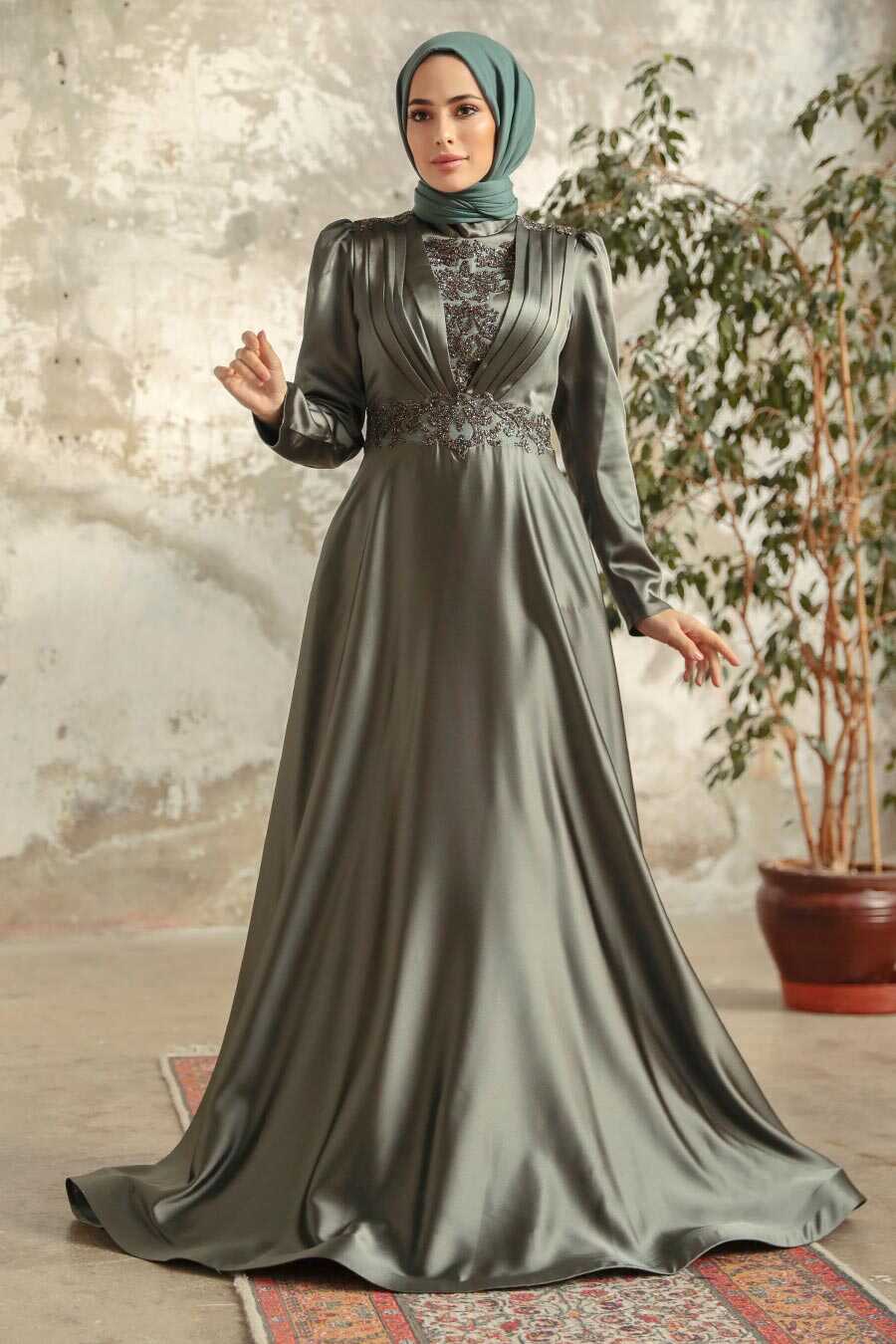 Neva Style - Elegant Khaki Hijab Engagement Gown 22221HK