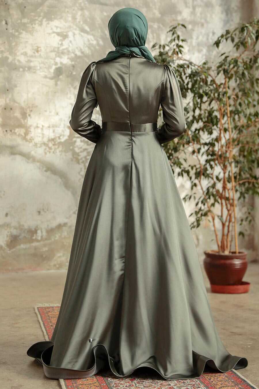 Neva Style - Elegant Khaki Hijab Engagement Gown 22221HK