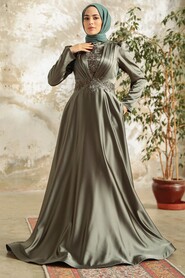 Neva Style - Elegant Khaki Hijab Engagement Gown 22221HK - Thumbnail