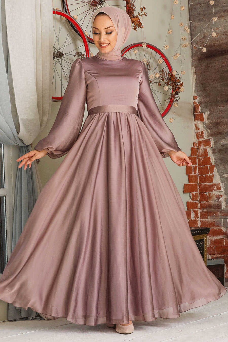 Neva Style - Elegant Mink Islamic Clothing Evening Gown 5215V