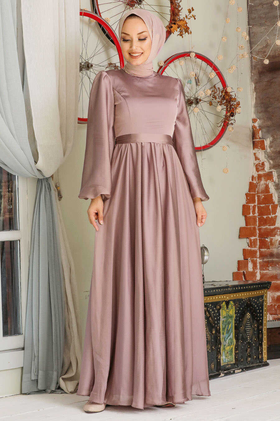 Neva Style - Elegant Mink Islamic Clothing Evening Gown 5215V