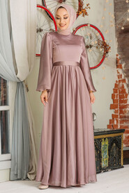 Neva Style - Elegant Mink Islamic Clothing Evening Gown 5215V - Thumbnail