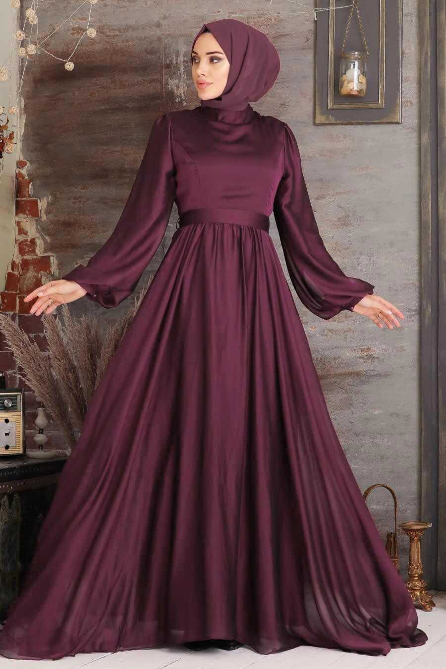 Neva Style - Elegant Purple Islamic Clothing Evening Gown 5215MOR