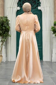 Neva Style - Elegant Salmon Pink Muslim Engagement Dress 25854SMN - Thumbnail