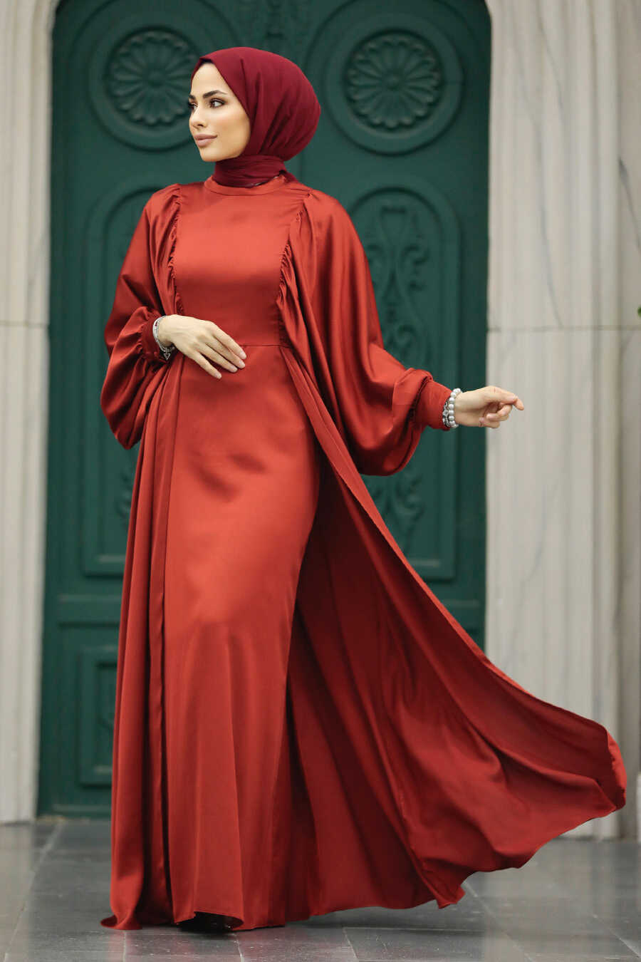 Neva Style - Elegant Terra Cotta Islamic Clothing Prom Dress 60201KRMT
