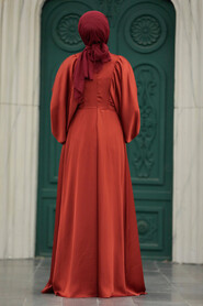 Neva Style - Elegant Terra Cotta Islamic Clothing Prom Dress 60201KRMT - Thumbnail