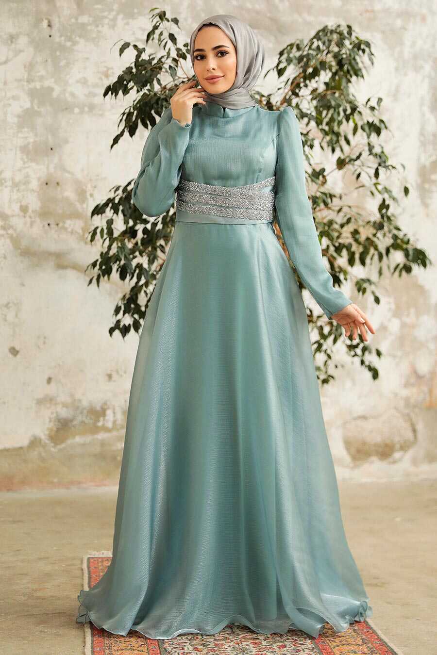Neva Style - Elegant Turquoise Muslim Fashion Wedding Dress 3812TR