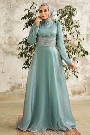 Neva Style - Elegant Turquoise Muslim Fashion Wedding Dress 3812TR - Thumbnail