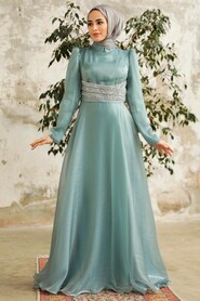 Neva Style - Elegant Turquoise Muslim Fashion Wedding Dress 3812TR - Thumbnail