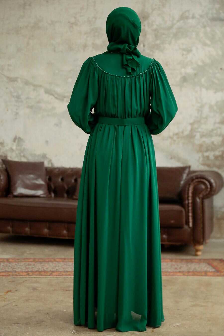 Neva Style - Emerald Green Hijab For Women Dress 33284ZY