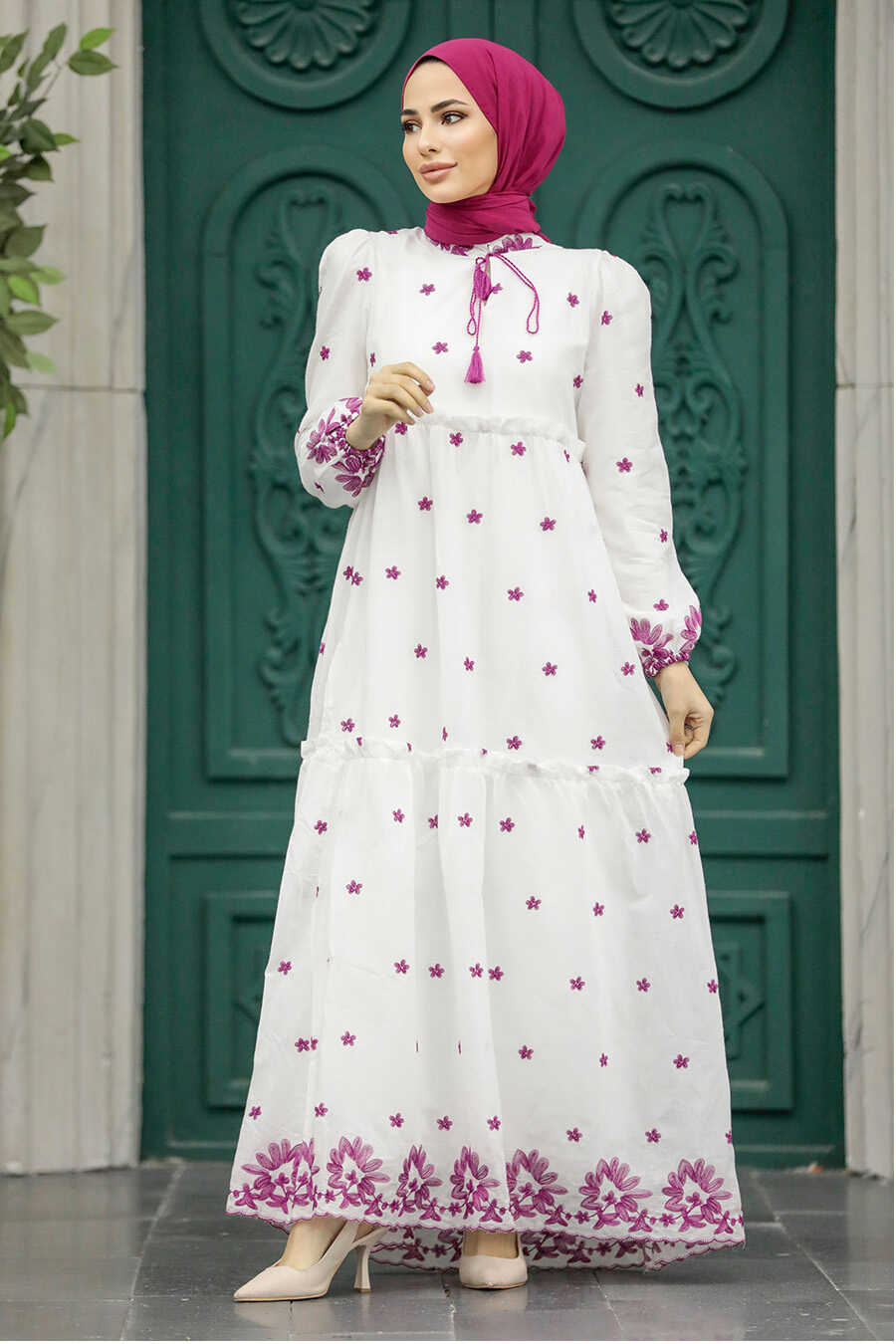 Neva Style - Fushia Long Dress 1381F