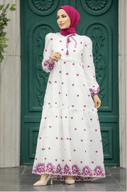 Neva Style - Fushia Long Dress 1381F - Thumbnail