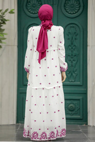 Neva Style - Fushia Long Dress 1381F - Thumbnail