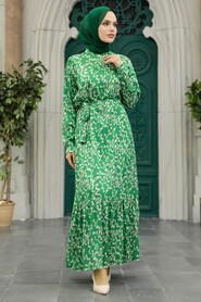 Neva Style - Green High Quality Dress 3430Y - Thumbnail