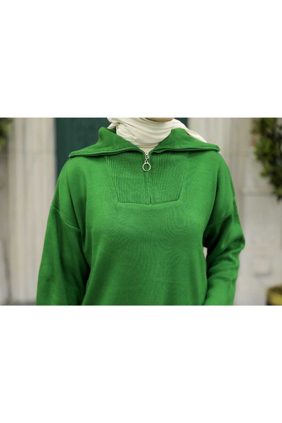 Neva Style - Green Hijab Knitwear Tunic 2690Y